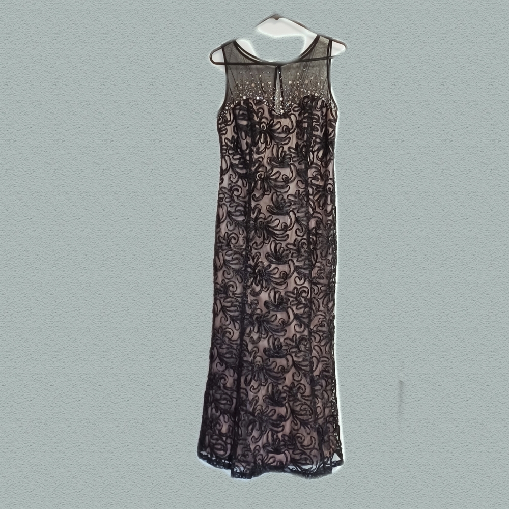 IGNITE Evenings by Carollin - floor length - beaded illusion neck